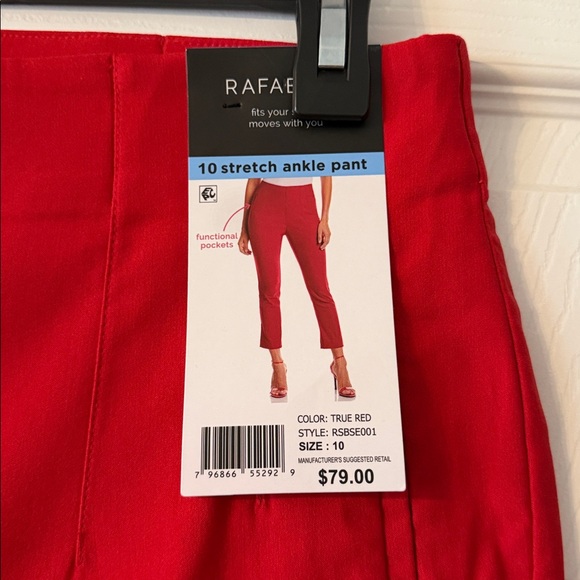 RAFAELLA Red Straight-Leg Pants size 10 brand new inseam 28” waist 32” elastic - Picture 4 of 10
